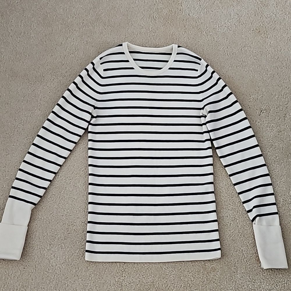&Other Stories Women Striped Crew Neck Sweater Size S Navy blue and White